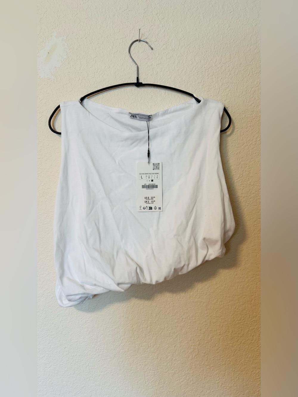 NWT ZARA asymmetrical cotton top L
